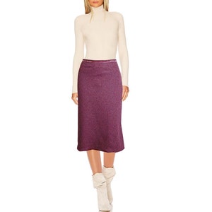 NOA NOA Vintage Simple Elegant Office Business Fine Wool Skirt Wool Skirt Wine Red Mauve Noble Size 38