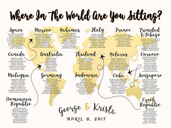 Travel Themed Seating Chart