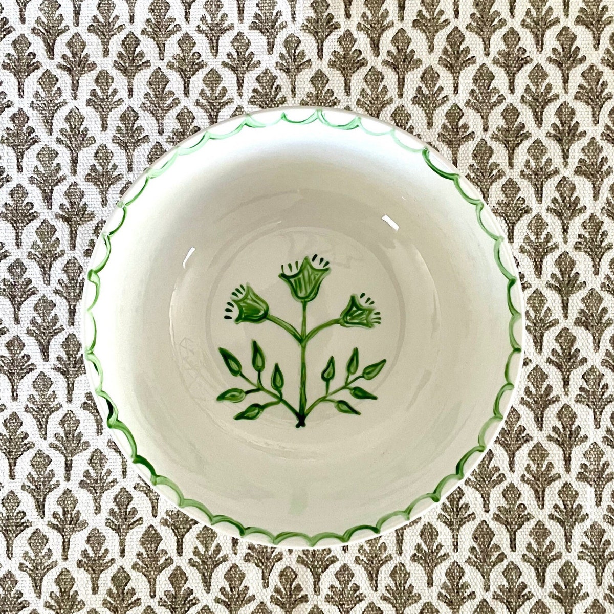 Hand-painted Floral Ceramic Bowl - Etsy - Olive