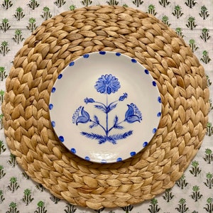 Hand-painted Floral Ceramic Plate