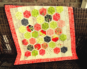 Hexagon Trail (33" X 35") Throw, Lap Quilt, or Baby Quilt