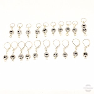Numbered stitch markers 1-109, knitting markers, row counters, stitch counters
