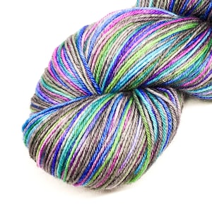 Mermaid yarn, Purple and turquoise wool, Merino and nylon 4 ply sock yarn, 100g skein, hand dyed sock yarn image 1