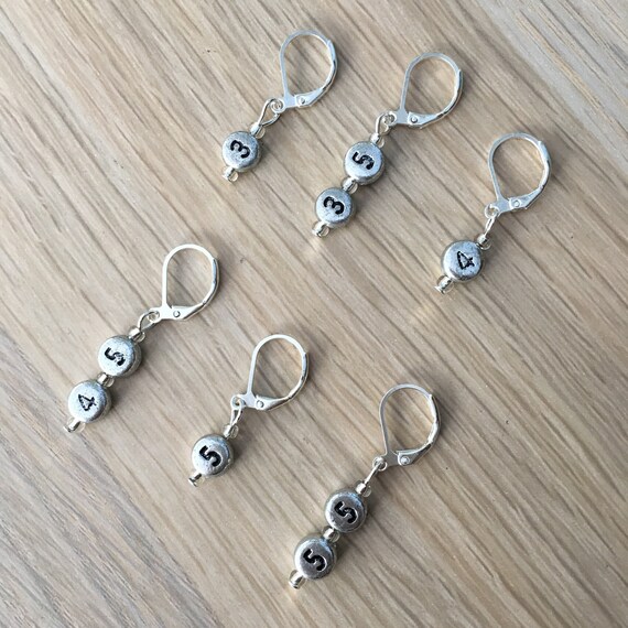Set 4 Pretty Blue Porcelain Flower Stitch Markers Crochet Counters Clip Counter