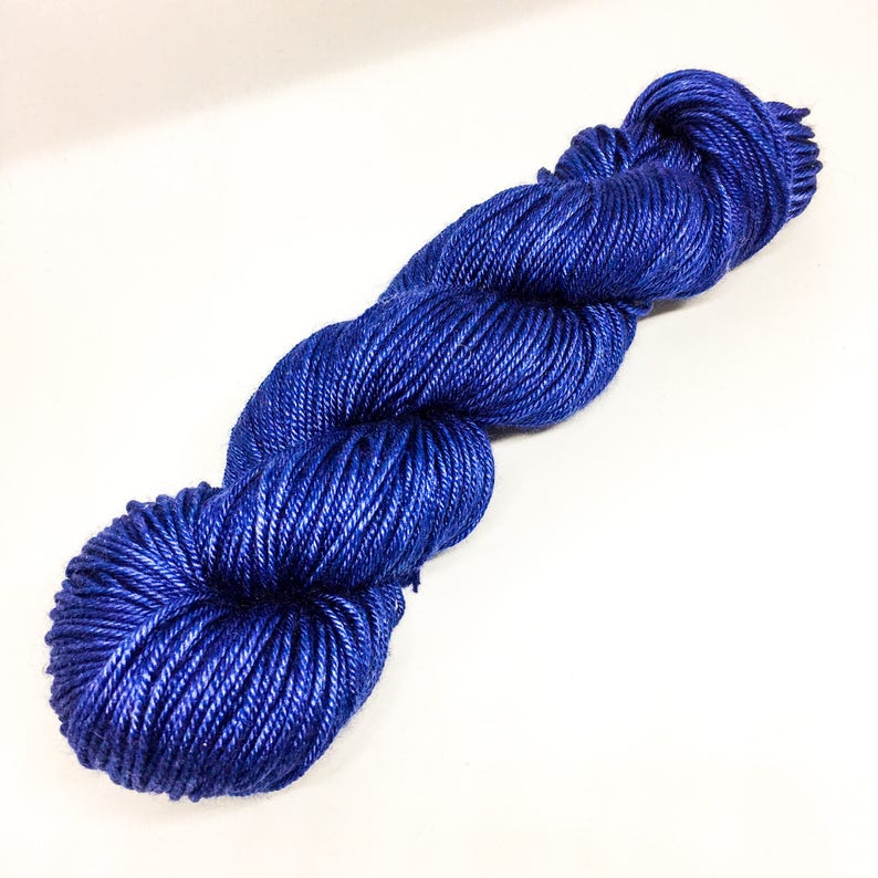Silk blend merino DK yarn hand dyed double knit yarn navy silk and merino