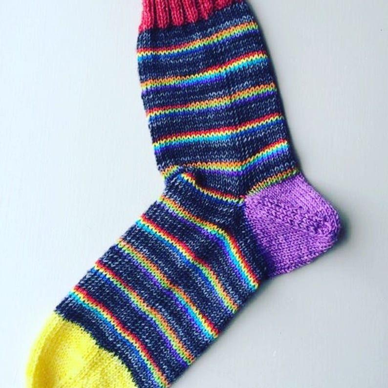 Self striping rainbow yarn Stormy rainbow hand dyed yarn merino nylon sock yarn