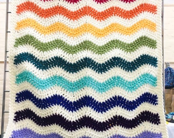 Square Rainbow blanket, car seat blanket, Comforter blanket, Rainbow baby