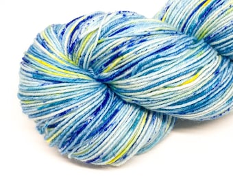 Speckled sock yarn, hand dyed merino nylon 4 ply, blue sock yarn, summer sock yarn