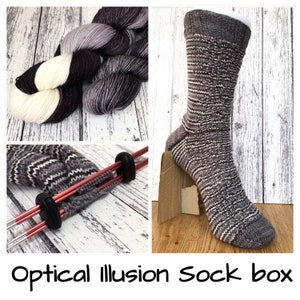 Optical Illusion sock box, yarn subscription, gift for knitters