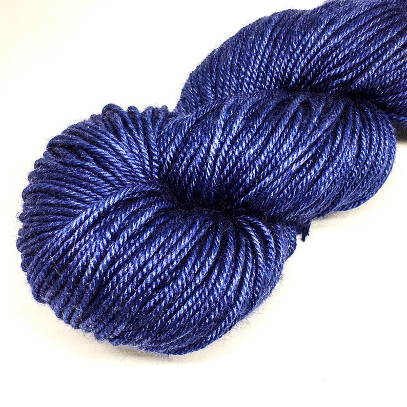 Silk blend merino DK yarn hand dyed double knit yarn navy silk and merino