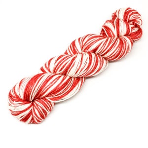 Red and white self striping sock yarn, stripy 4 ply yarn, Christmas socks yarn, elf socks, red stripy yarn, candy cane
