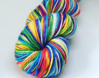 50g hand painted rainbow merino sock yarn