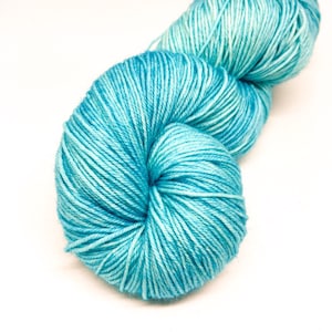 Turquoise semi solid sock yarn, 4 ply hand dyed merino, plain and sparkly option