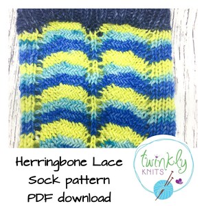Herringbone Lace sock pattern, PDF download, lace sock pattern, knitted sock download