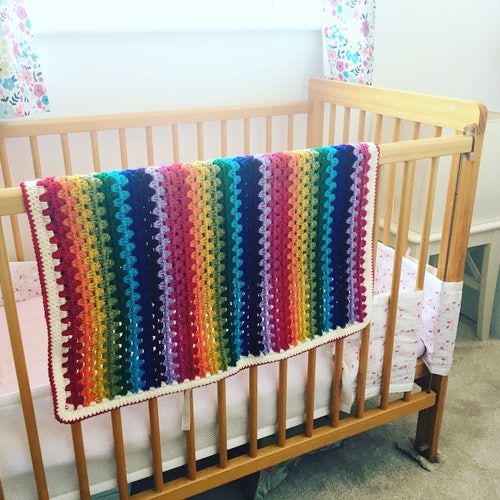 Rainbow Baby Blanket Custom Crochet Baby Blanket Baby Boy Etsy
