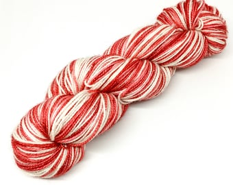 Red self striping sock yarn, Christmas yarn, 100g, candy cane, elf socks, sparkly merino sock yarn,hand dyed 4 ply