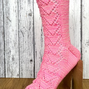 Lace Hearts sock pattern, PDF download, cuff down heart sock pattern, Valentines socks, knitted sock download