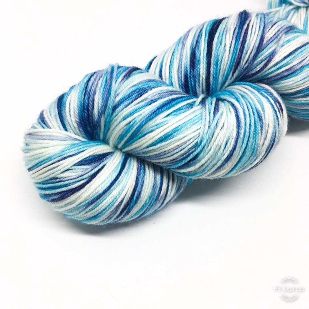 Blue Sock Yarn Hand Dyed 4 Ply Merino Blend Yarn Blue Patch Etsy