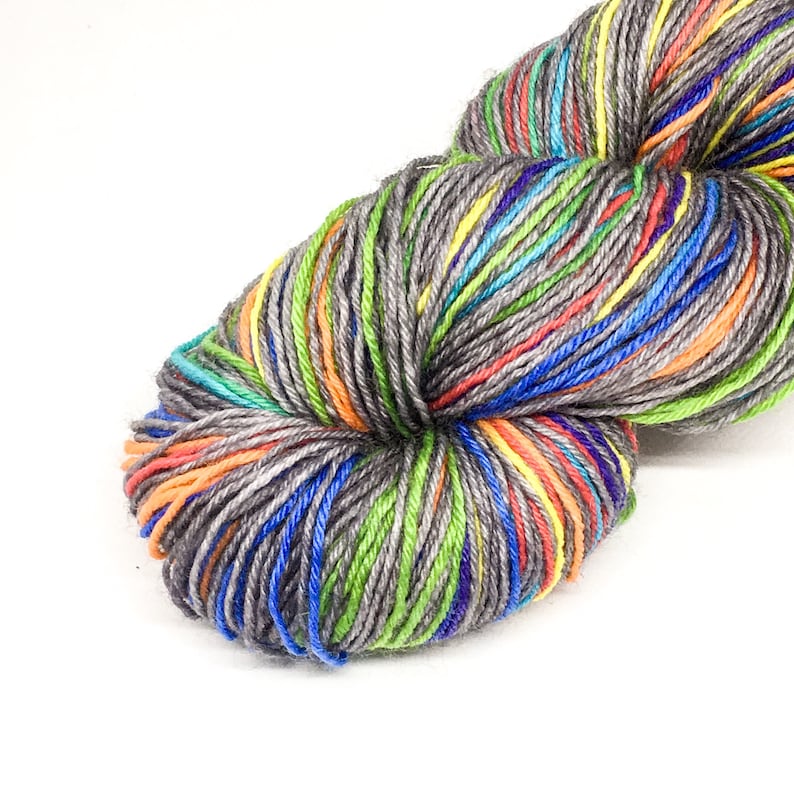Self striping rainbow yarn Stormy rainbow hand dyed yarn merino nylon sock yarn