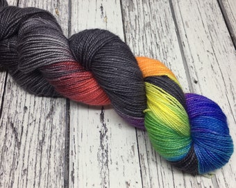 Rainbow After the Storm yarn, superwash sock yarn, rainbow 4 ply