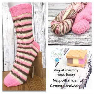 Neapolitan ice cream sandwich sock box, yarn subscription, gift for knitters