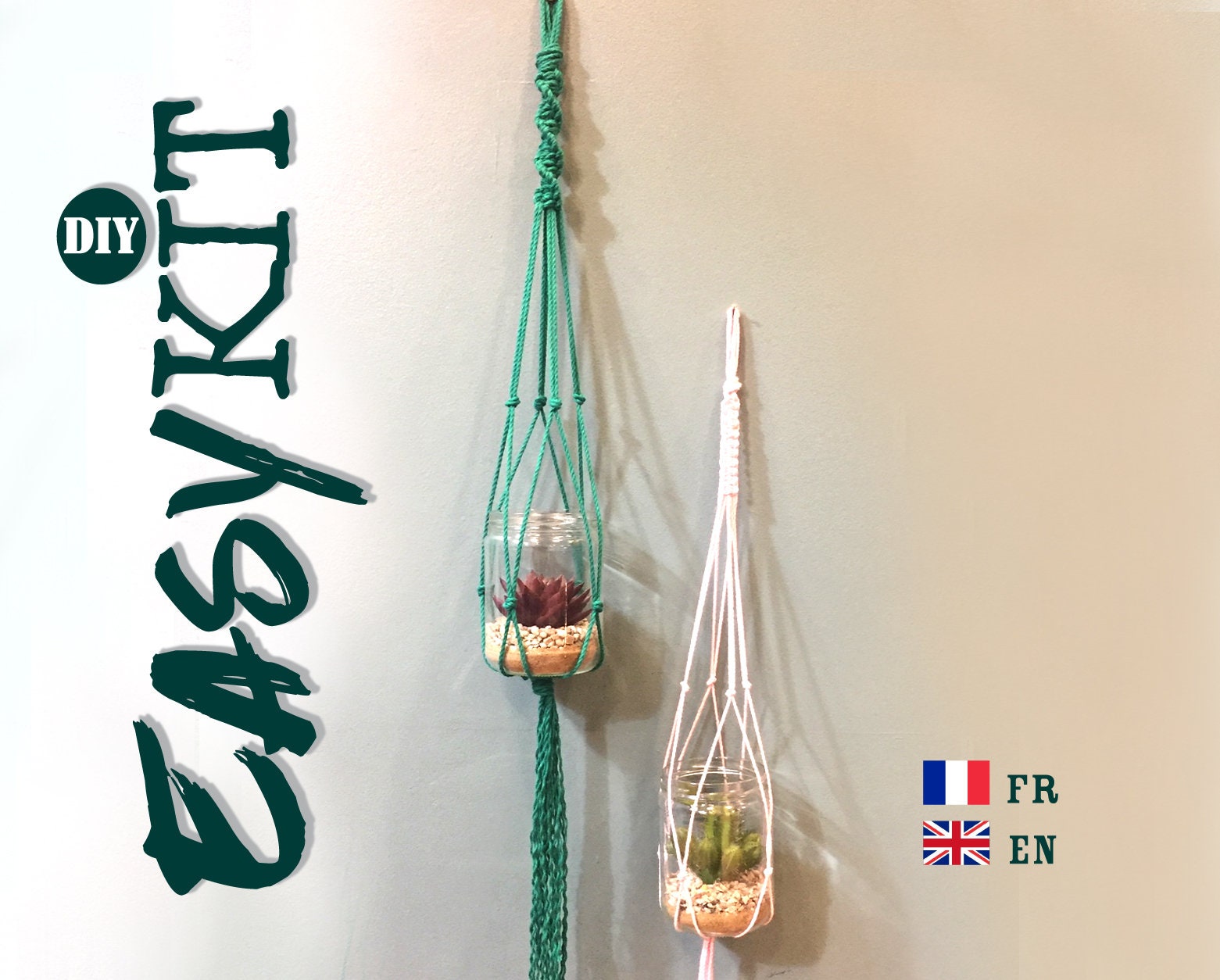 Kit Diy Macrame Jardin Suspendu N 1, Débutant, Instructions Français et Anglais, Macrame Plant Hange