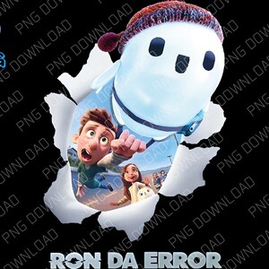 May include: A torn piece of paper reveals a scene from the animated film "Ron's Gone Wrong".  The characters Ron, a robot, and Barney, a boy, are shown in the scene.  The text "Ron Da Error" is visible at the bottom of the image.