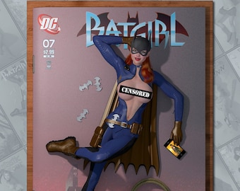 Batgirl of Burnside Barbara Gordon NUDE Pin-Up 'Cover Girls -Uncovered' Sexy DC Superhero Comic Cover Print Signed by CGI Artist Paul Sutton