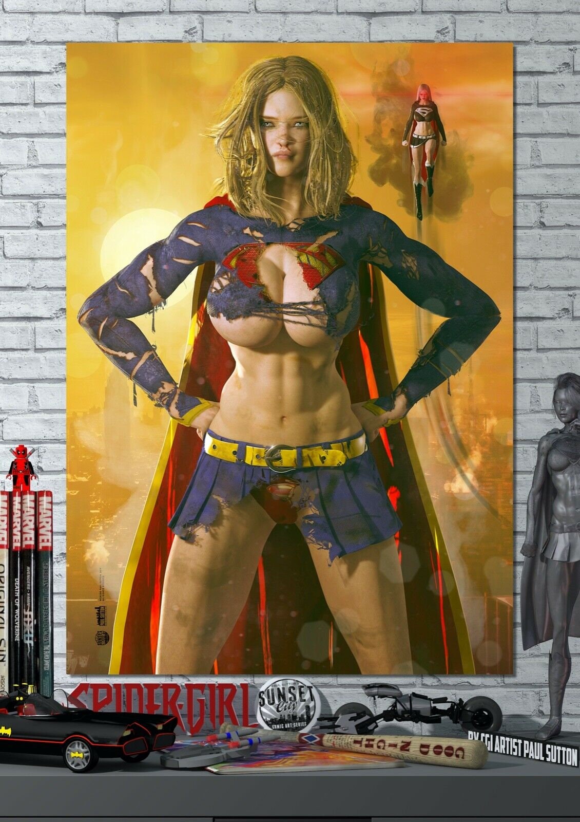 Supergirl SEXY DC Superhero sunset City Comic