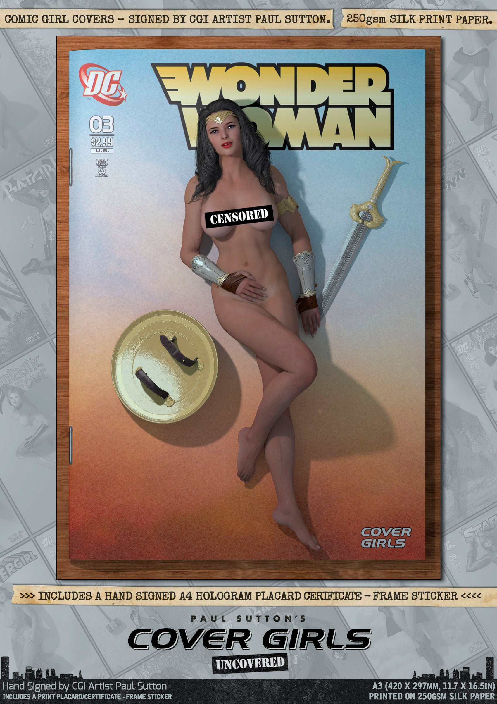 Wonder Woman Gal Gadot NUDE Pin-up Cover Girls Uncovered Sexy DC Superhero  Comic Cover Print Signed by CGI Artist Paul Sutton - Etsy Hong Kong