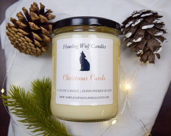Christmas Carols Soy Wax Candle - Handmade Soy Candle - Scented Soy Wax Candle