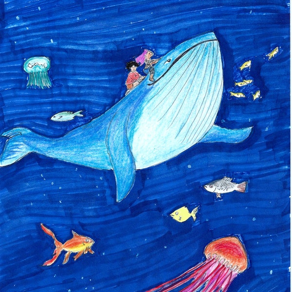 Ballena azul / Blue whale - Postcard (5x7in)