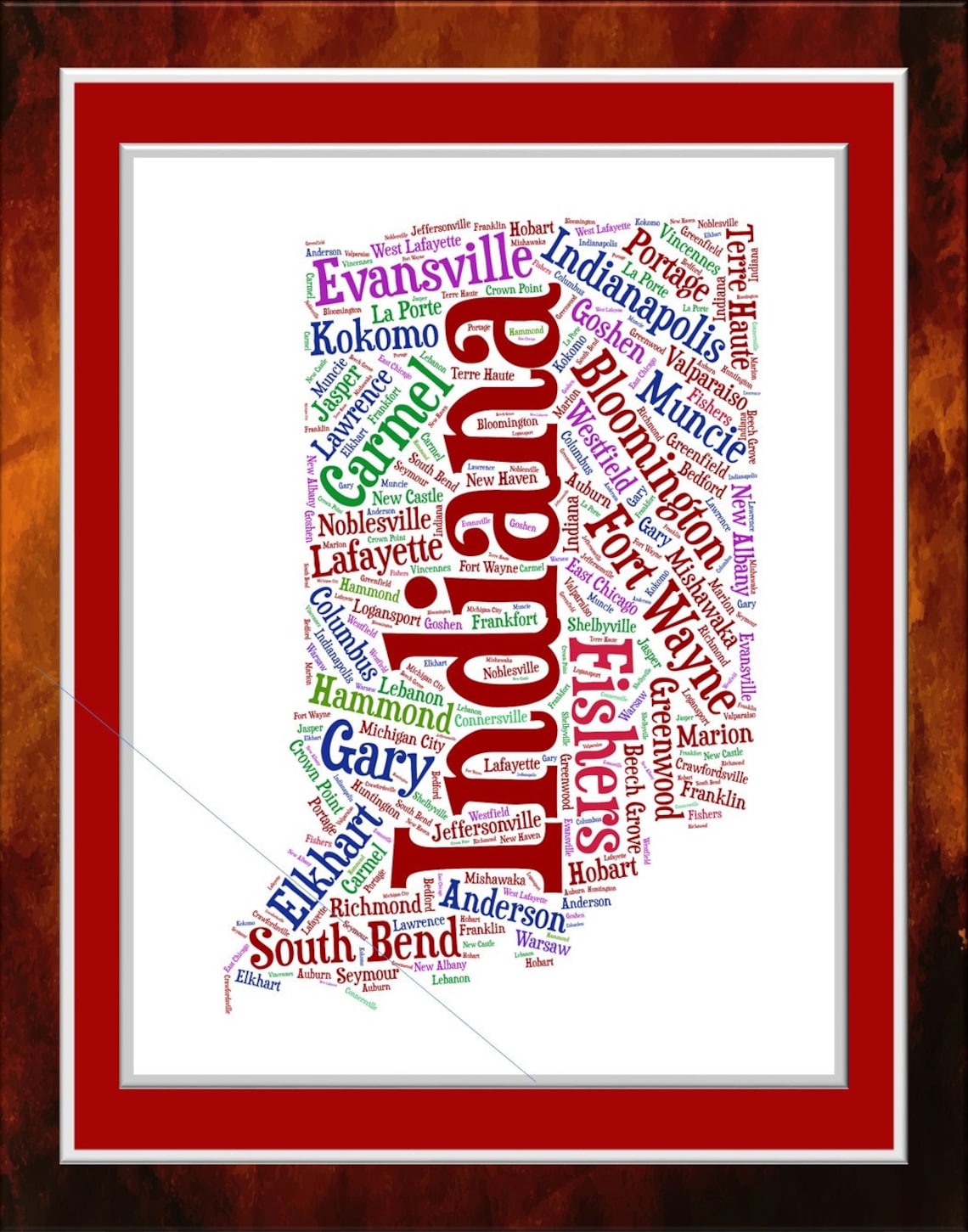 Indiana Word Art Etsy