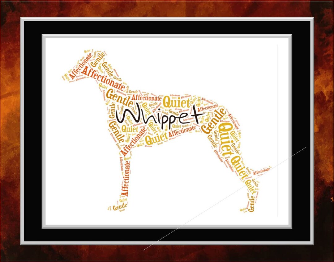 Whippet Word Art Etsy