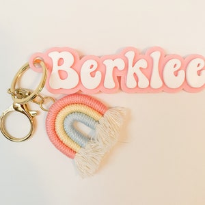 Boho Rainbow Name Keychain or Backpack Tag