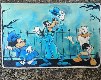 Haunted mansion hand painted wristlet