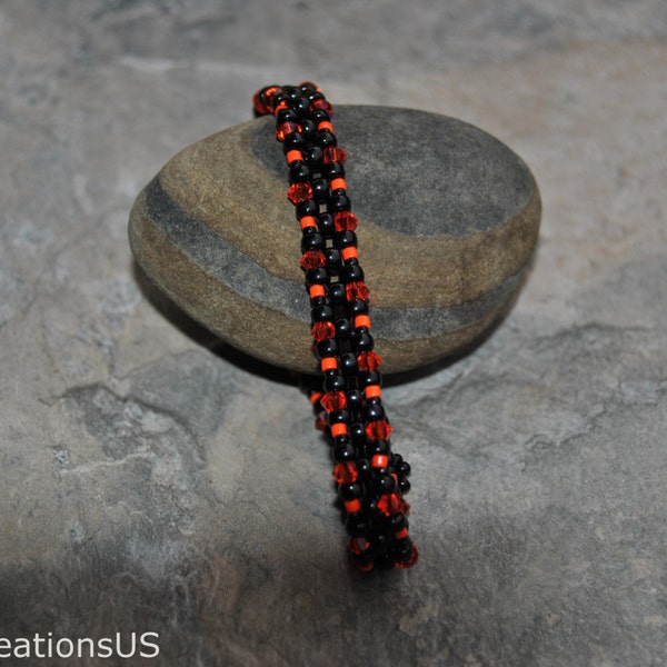 Swarovski Crystal Right Angle Weave Seed Bead Woven Bracelet - Item 088