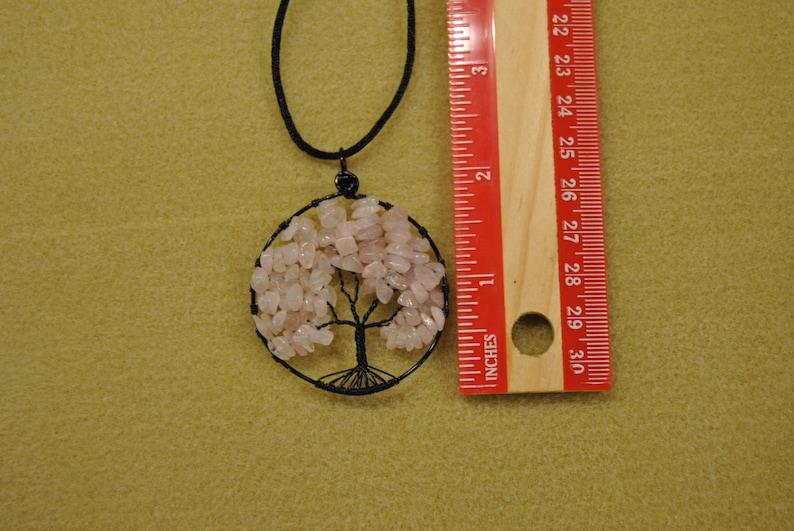 Tree of Life Rose Quartz Chip Bead Pendant Item 041