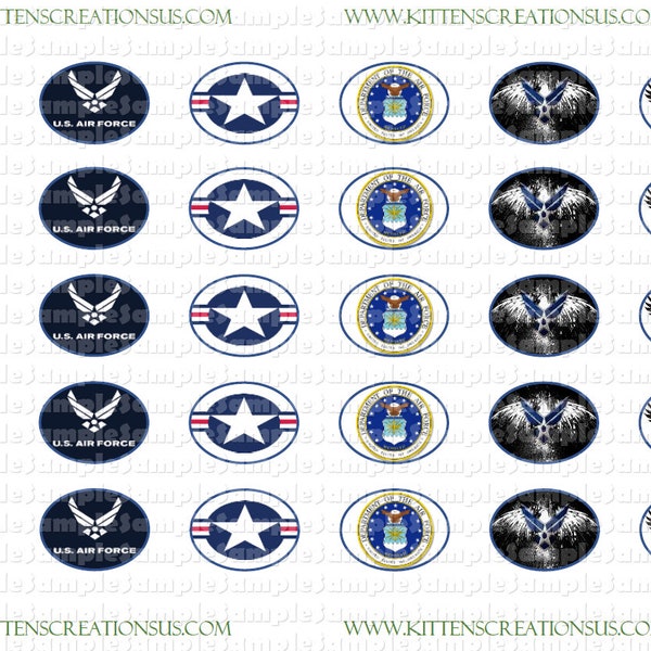 Assorted United States Air Force Shoelace Charms 12x16 for Paracord Bracelet Printable Template