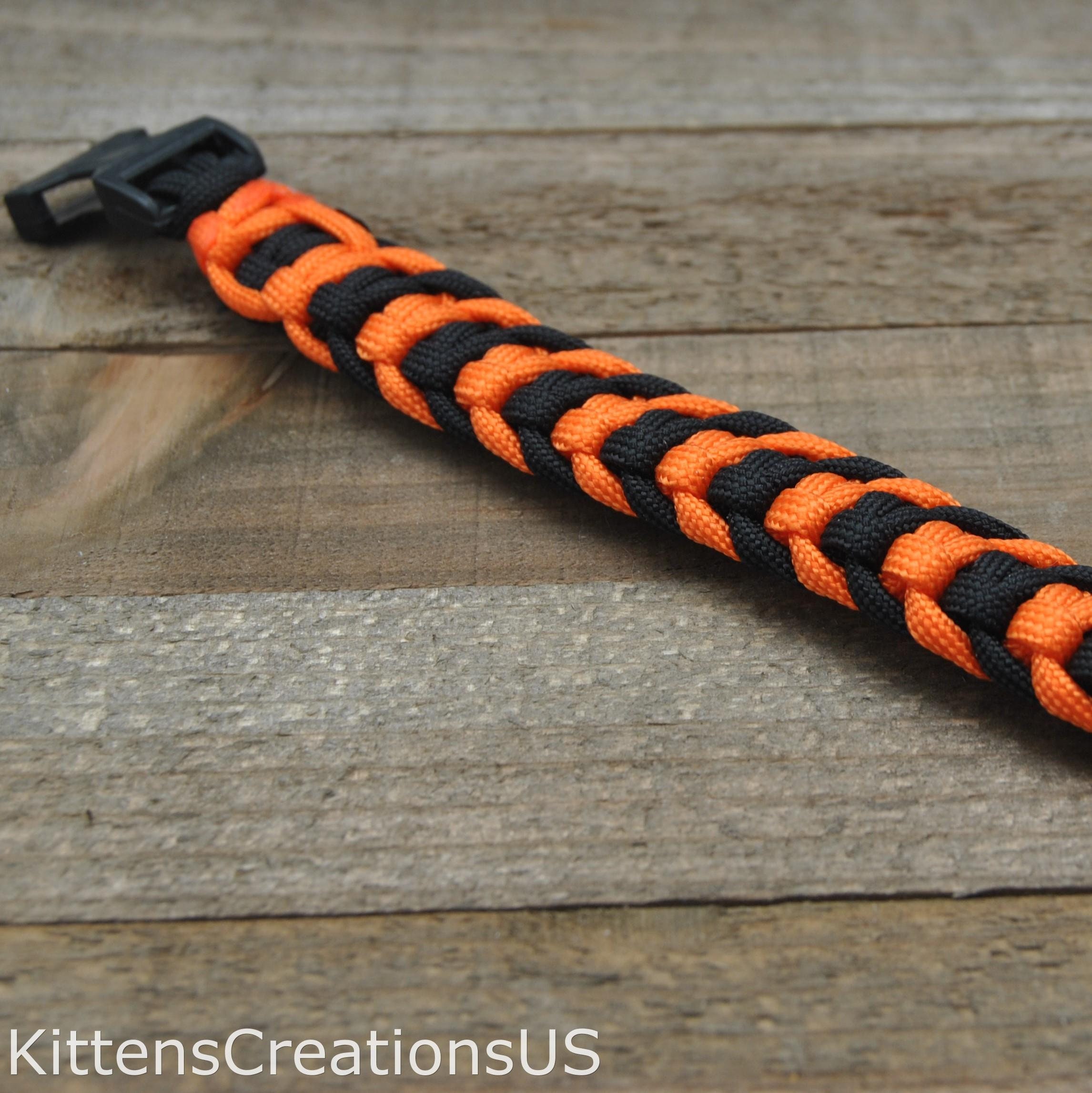 Black and Orange Two Color Cobra Belly Paracord Bracelet Item 351 - Etsy