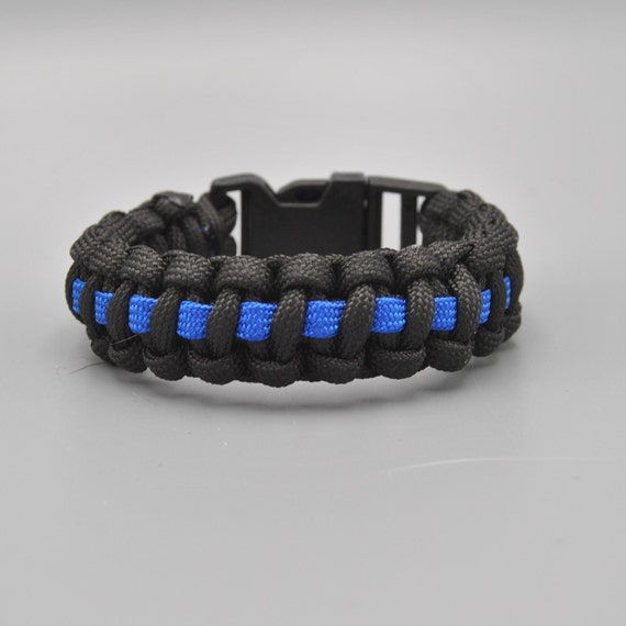 Police Thin Blue Line Paracord Bracelet (Style #1) (X-Small