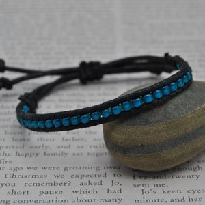 Thin Blue Line Boho Style Slide Bracelet - Item 374