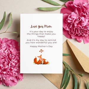 It&#39;s Your Day, Mother Fox, Happy Mother&#39;s Day Mom, Mother&#39;s Day Card From Daughter, Mother&#39;s Day Card From Son