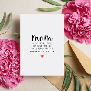 Mother&#39;s Day Mom Card, Best Friend Mom, Mother&#39;s Day Poem Card, Happy Mothers Day Card, Cute Mother&#39;s Day Card, Best Mom Card