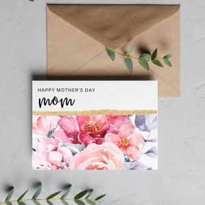 Happy Mother&#39;s Day Mom Happy Mother&#39;s Day Grandma, Sweet and Simple Mother&#39;s Day Card, From Daughter, From Son, Floral