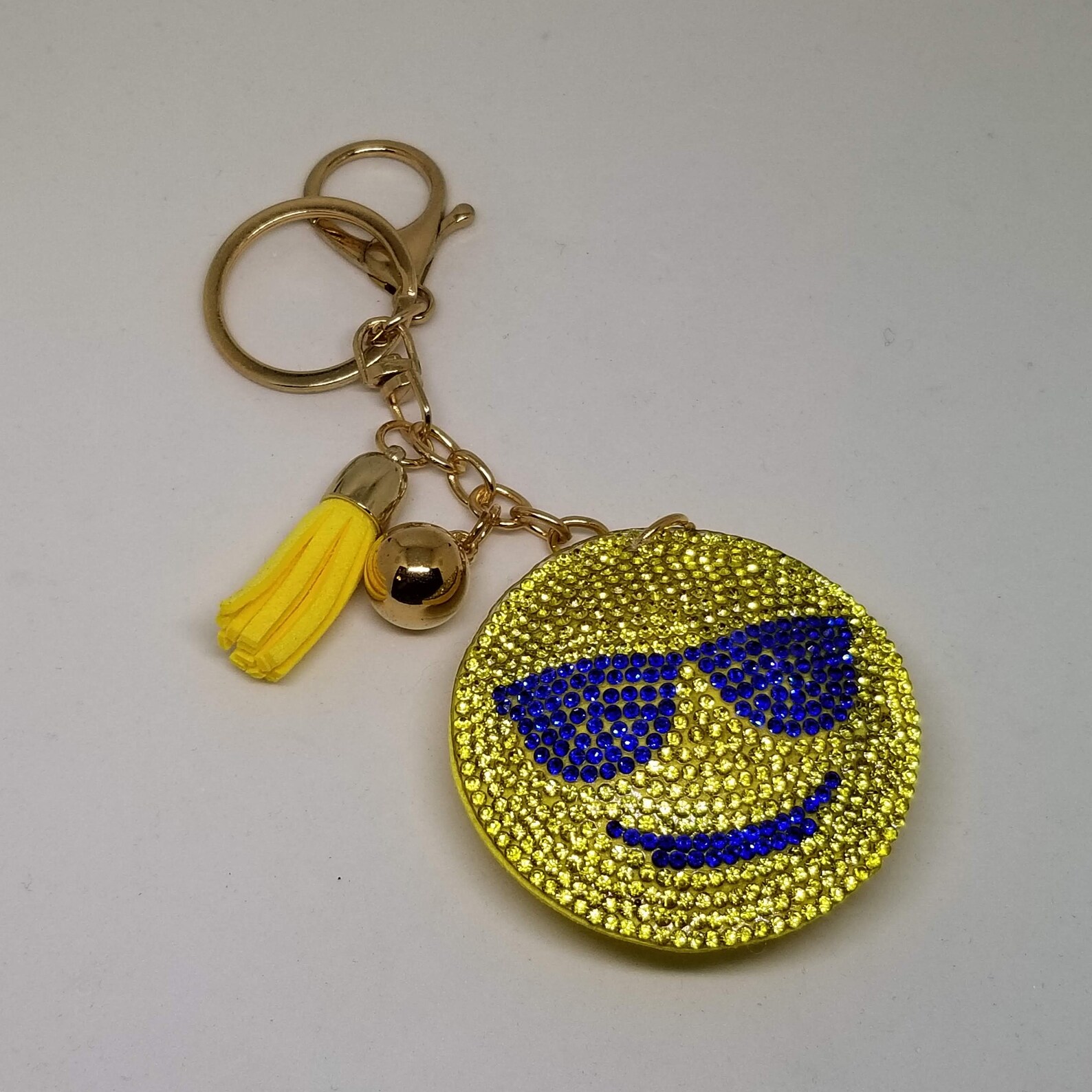 SMILEY FACE KEYCHAIN Rhinestone Key Ring Friend Birthday Etsy