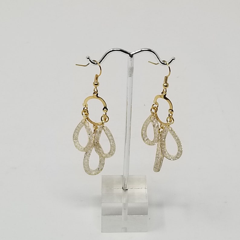 Handmade Stardust Earlobe Spectacular Earrings Sparkle Crystal Lobe LONG MESH EARLOBE Long Dangle Drop