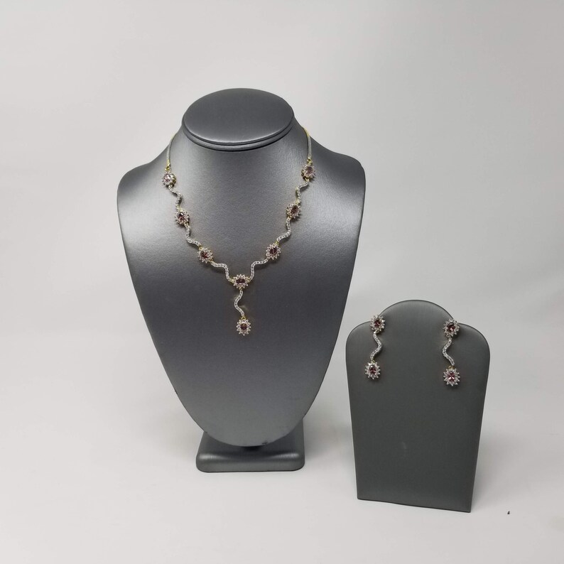 Wedding Bridal 18K Rhodium and Gold-plated Necklace and Earring Set Cubic Zirconia Jewelry Bridesmaid Birthday Anniversary Gift Love
