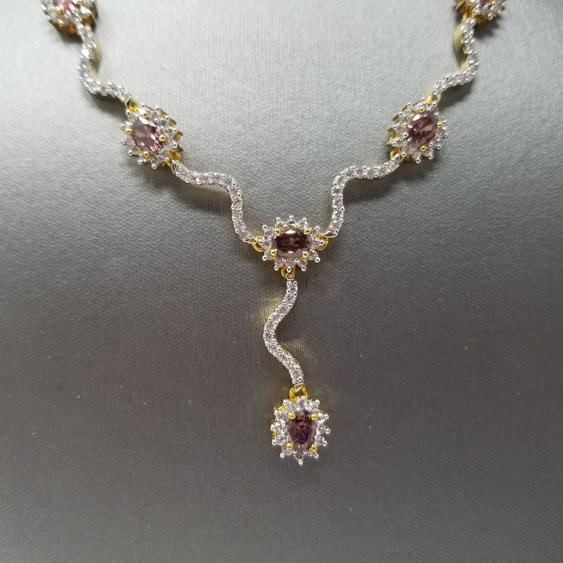 Wedding Bridal 18K Rhodium and Gold-plated Necklace and Earring Set Cubic Zirconia Jewelry Bridesmaid Birthday Anniversary Gift Love