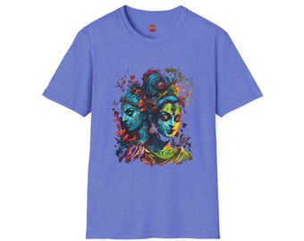 Krishna Radha T-shirt, Bohemian Style, Spiritual Festival Wear